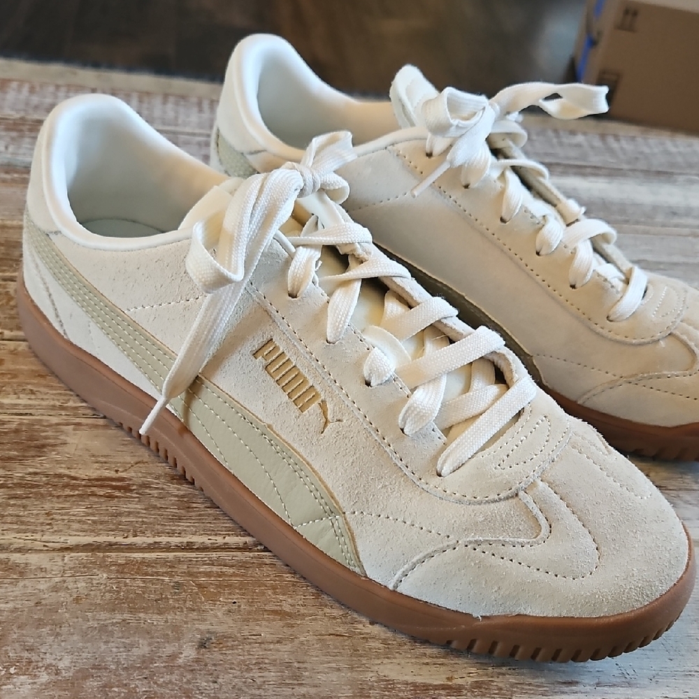 Puma Suede Sneakers in Cream and Brown